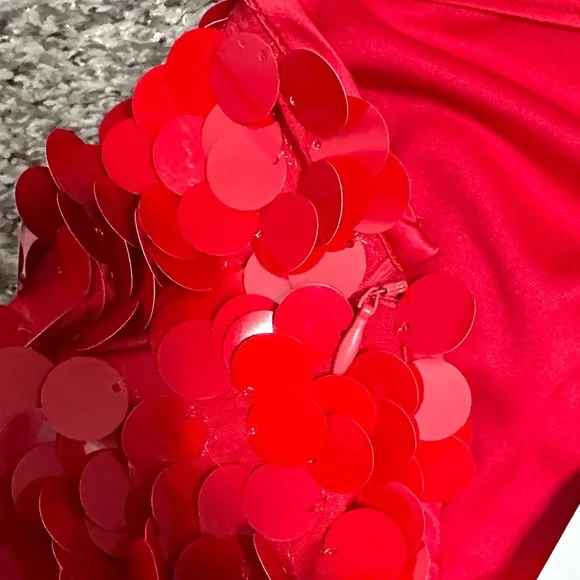 Zara Red Sequin Women's maxi Skirt size M new - Picture 7 of 8